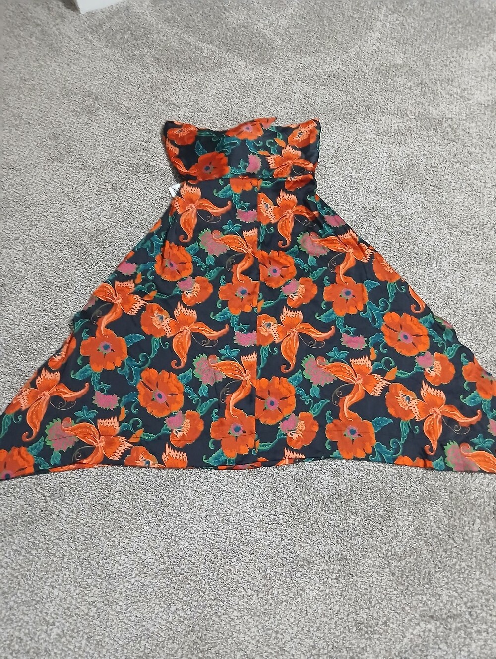 Zara Strapless Floral Dress Of‎ Skirt in Orange and Green on Black